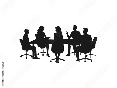 Business study group silhouette. Business people having meeting conference. Business people sitting in chairs having a discussion.