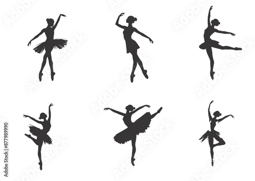 Set Dance girl ballet silhouettes