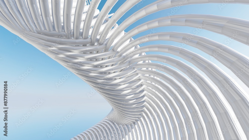 Obraz premium Abstract metallic curve waves background 3d render