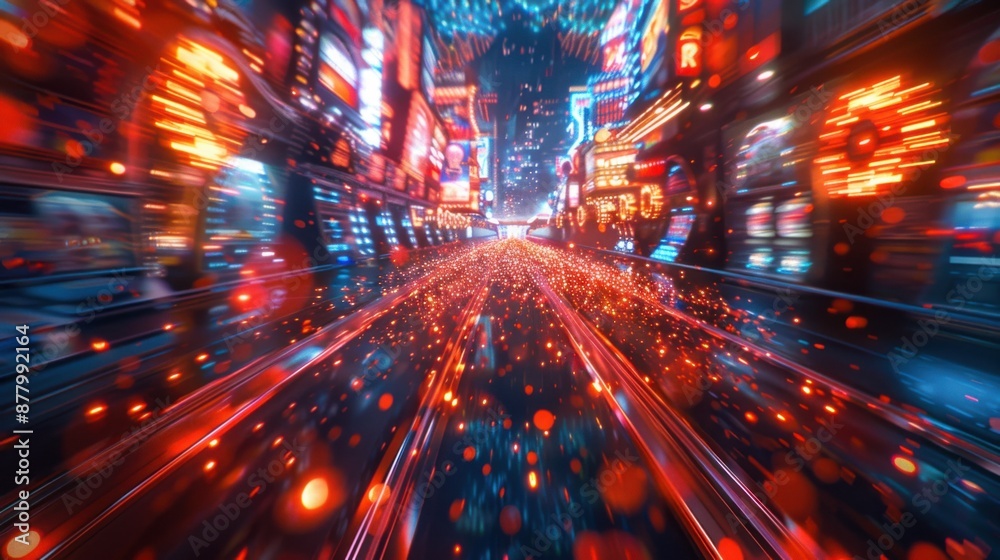 Blurred image of a city street with lights and traffic Blurred image of a city street with lights and traffic