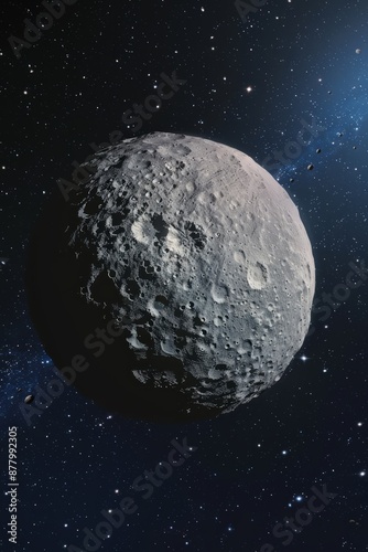 The dwarf planet Ceres, located in the asteroid belt, with its icy surface and mysterious bright spots, Generative AI 