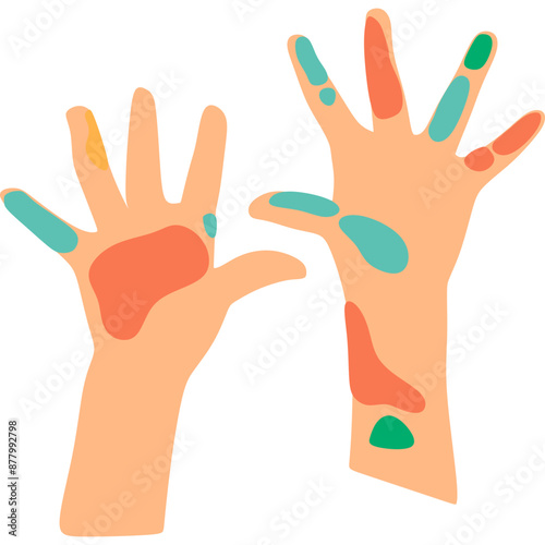 Kid Playful Hand with Paint
