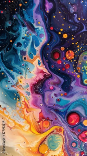 Abstract art with swirling, colorful paint