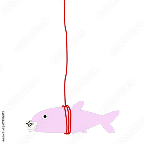 Fish design biting a coin, saving money