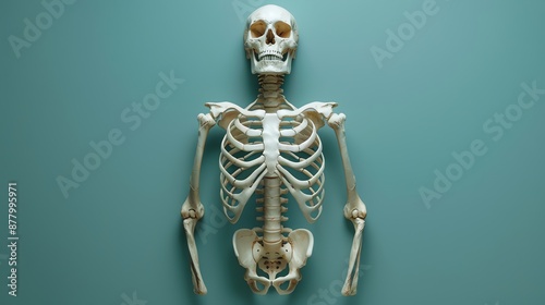 Human Skeleton on Teal Background.