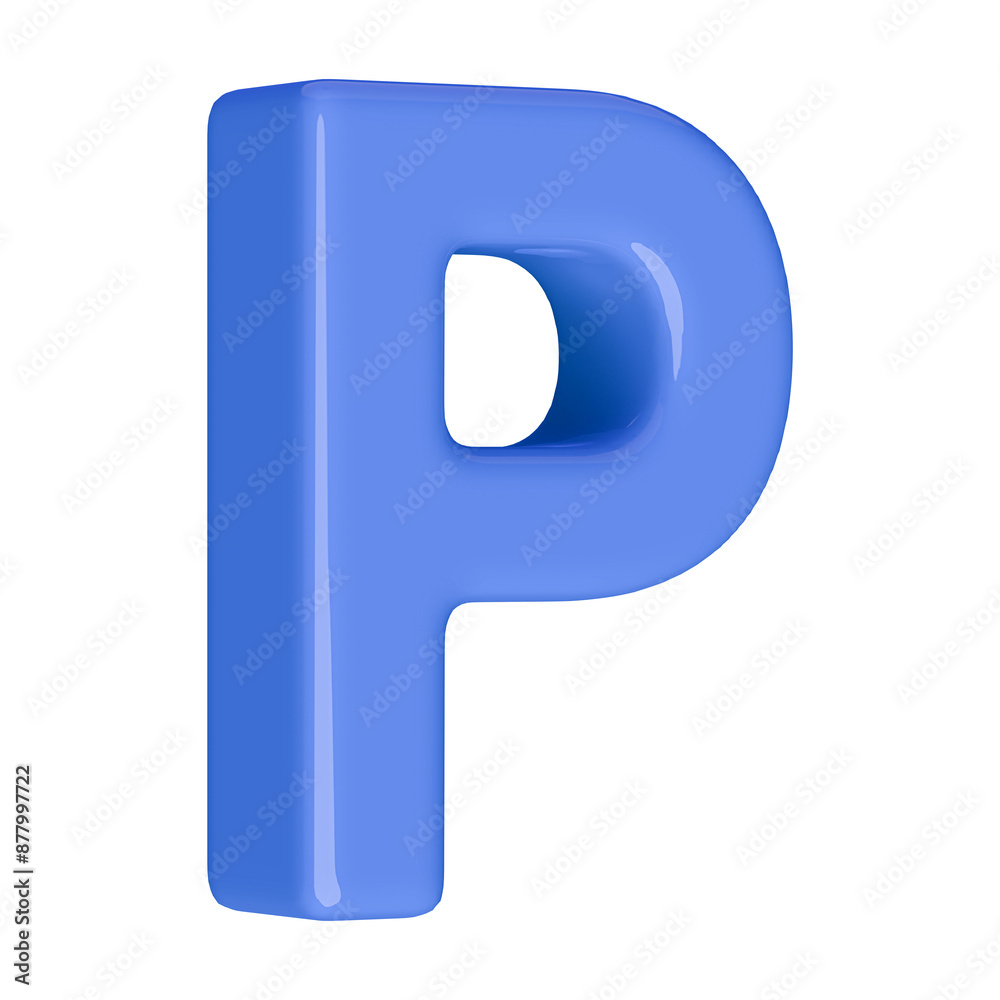 Blue 3D Font Letter P Blue 3D Font Letter P