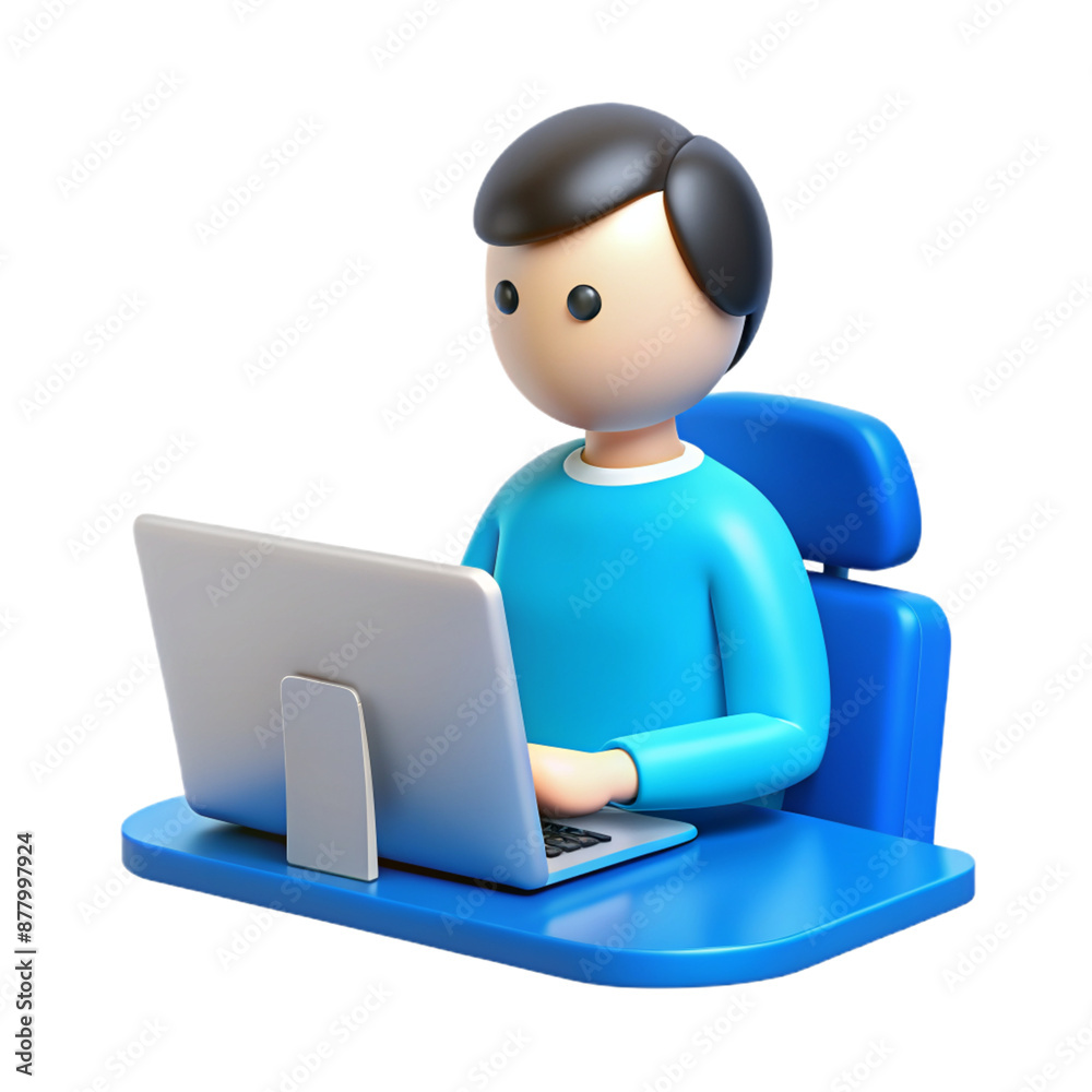 person with laptop User 3d cartoon style illustration person with laptop User 3d cartoon style illustration