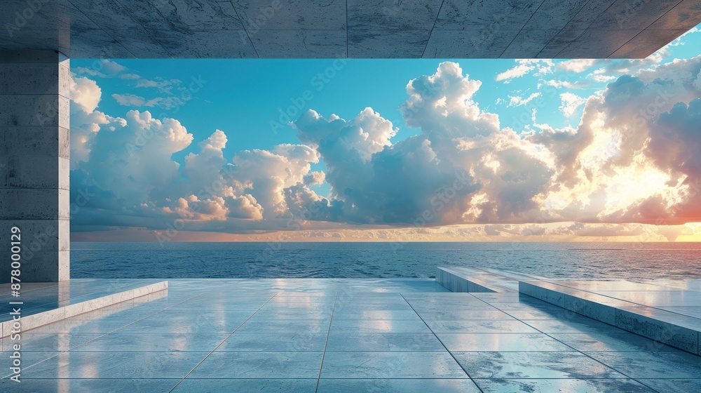 Obraz premium Modern Architecture Overlooking Ocean