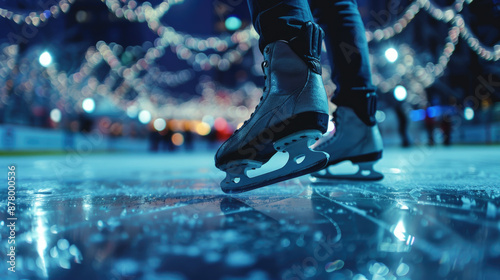 A close-up view of a pair of ice skates, perfect for winter sports or holiday season images