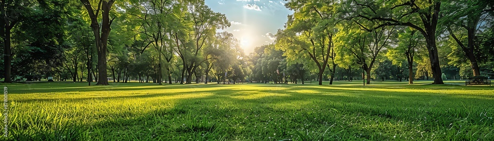 custom made wallpaper toronto digitalLush green grass and trees in a peaceful park setting, offering a serene landscape on a bright summer day