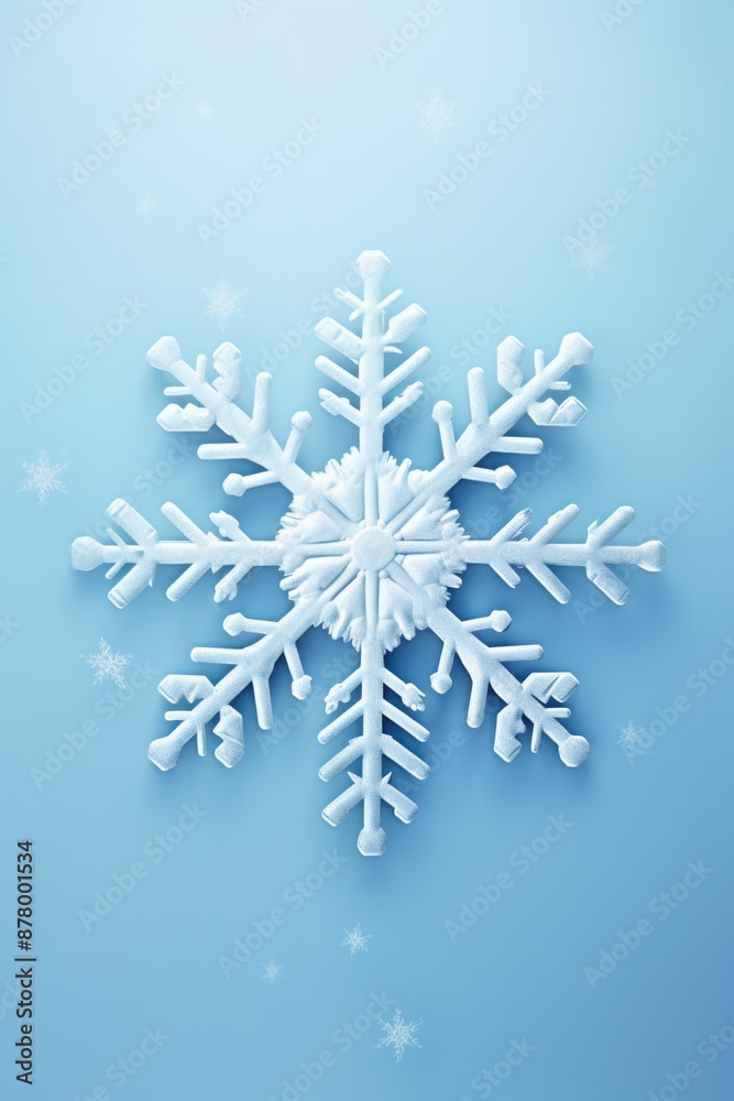 A delicate paper snowflake design on a bright blue background, perfect for winter or holiday themes A delicate paper snowflake design on a bright blue background, perfect for winter or holiday themes