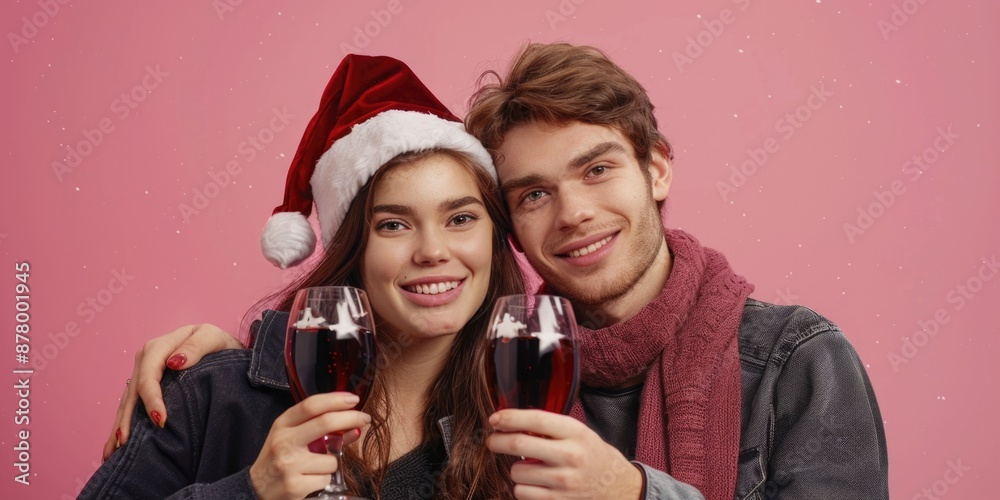 A couple holding wine glasses, enjoying a romantic evening A couple holding wine glasses, enjoying a romantic evening