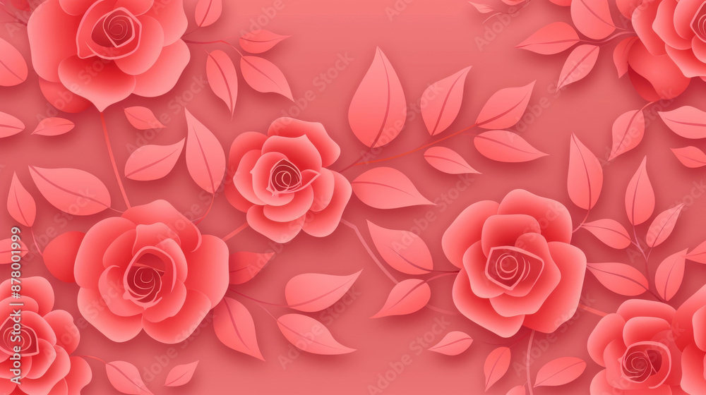 Elegant rose floral border for wedding designs on soft pink background. Repeat pattern ideal for fabrics, wallpapers, and banners. Elegant rose floral border for wedding designs on soft pink background. Repeat pattern ideal for fabrics, wallpapers, and banners.