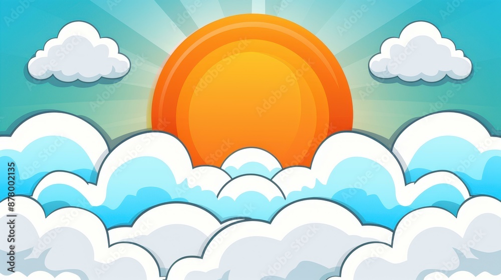 Stunning blue sky clouds background with a beautiful landscape of orange sun and fluffy clouds. Stunning blue sky clouds background with a beautiful landscape of orange sun and fluffy clouds.
