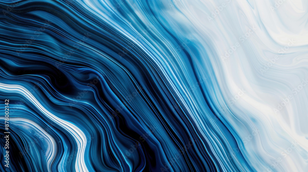Vibrant blue acrylic pour art on liquid marble surface. Abstract and modern design for unique decor. Vibrant blue acrylic pour art on liquid marble surface. Abstract and modern design for unique decor.