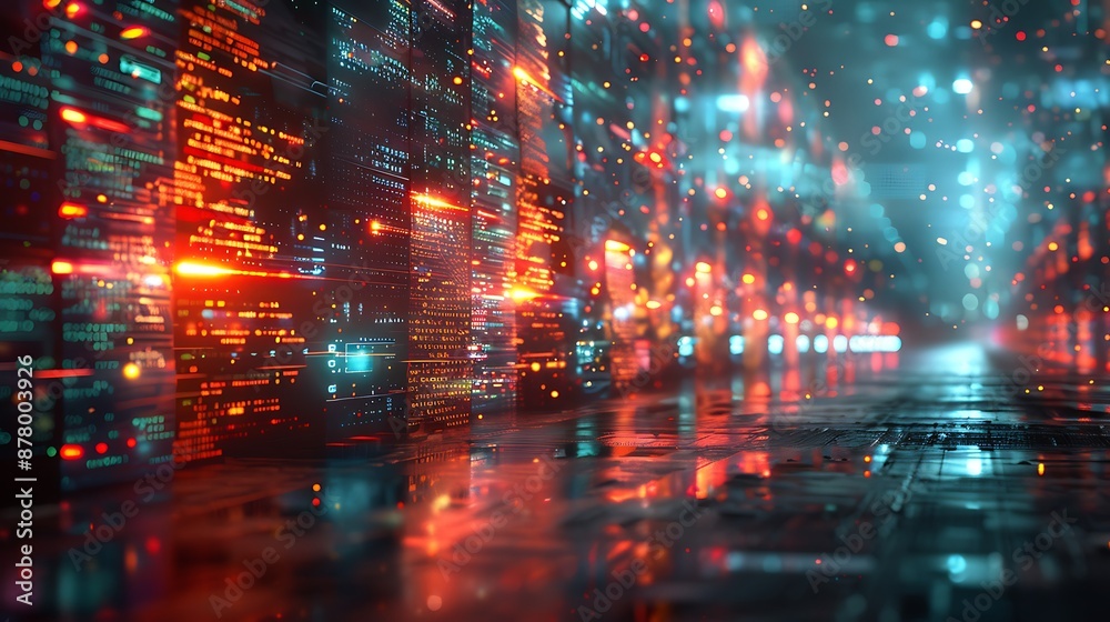 Fototapeta premium Abstract network grid with files and folders, futuristic software interface, digital document management system, store, search and organize documents, corporate business, paperless office