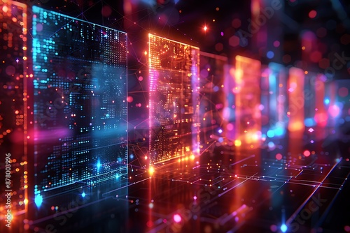 Wallpaper Mural  Abstract network grid with files and folders, futuristic software interface, digital document management system, store, search and organize documents, corporate business, paperless office  Torontodigital.ca