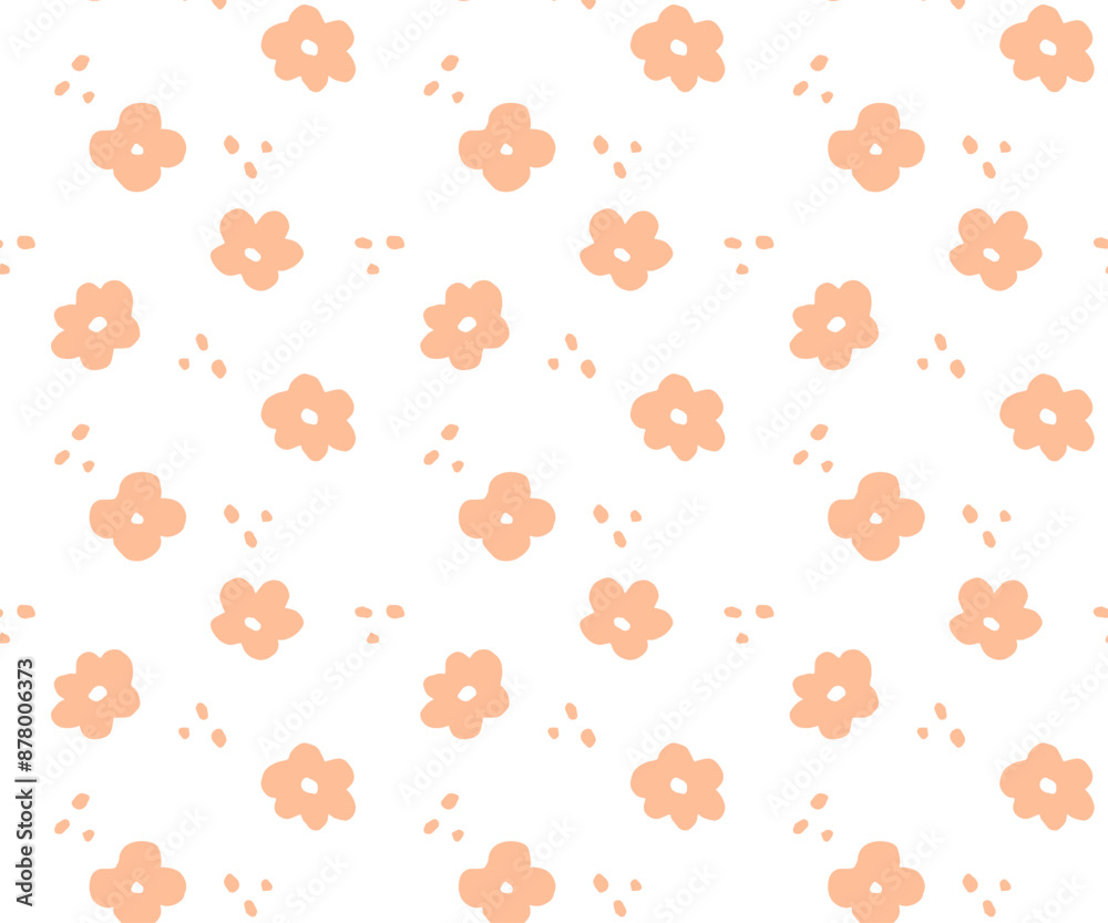 Floral pattern, seamless vector background, delicate Peach Fuzz flowers on a white background, cute fashionable print for printing on fabric and paper. Floral pattern, seamless vector background, delicate Peach Fuzz flowers on a white background, cute fashionable print for printing on fabric and paper.