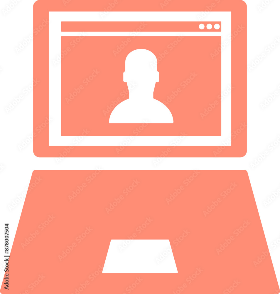 Open profile or account page in laptop screen orange and white color. Open profile or account page in laptop screen orange and white color.