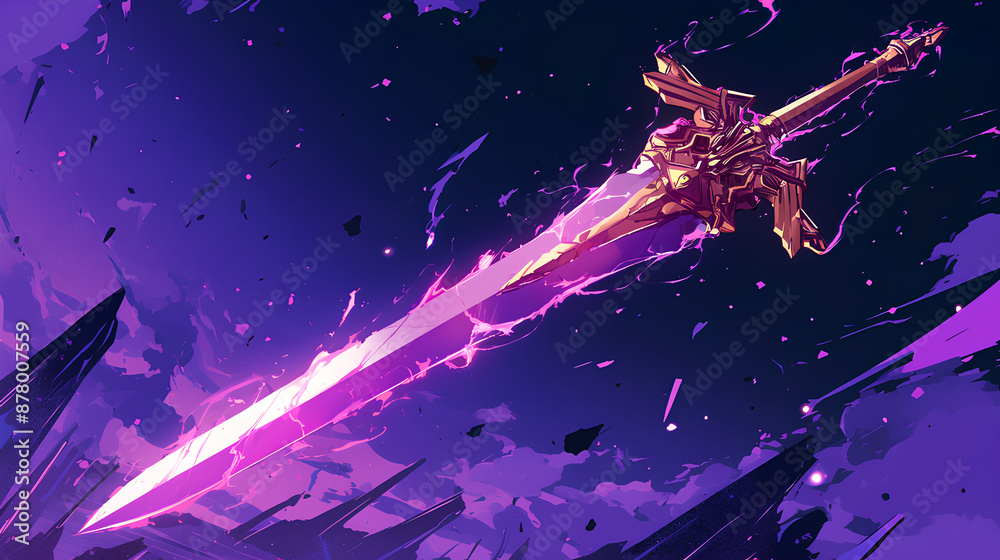 sword with purple lightning power sword with purple lightning power