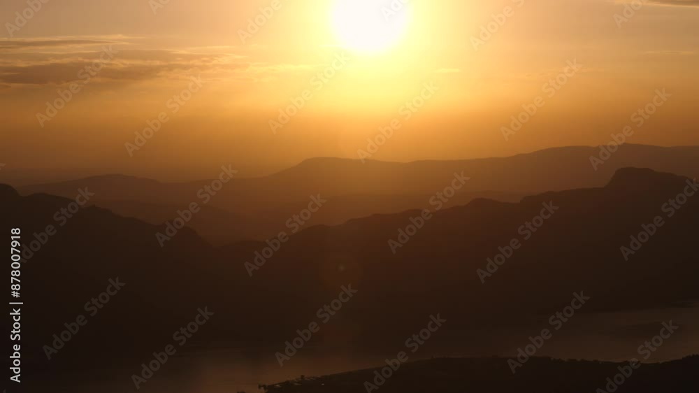 Mountains highlights at sunset, golden hour sky, view from Belvedere Revard Mountains highlights at sunset, golden hour sky, view from Belvedere Revard