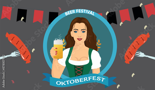 Oktoberfest Background. Happy Oktoberfest beer festival celebration. Oktoberfest Party, Poster, Banner, Invitation, Car