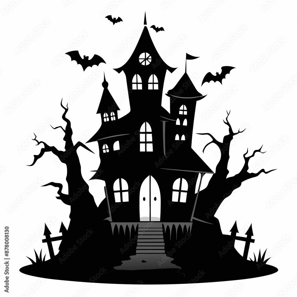 haunted house vector illustration, halloween haunted house isolated on white, haunted house on a hill, house vector art haunted house vector illustration, halloween haunted house isolated on white, haunted house on a hill, house vector art