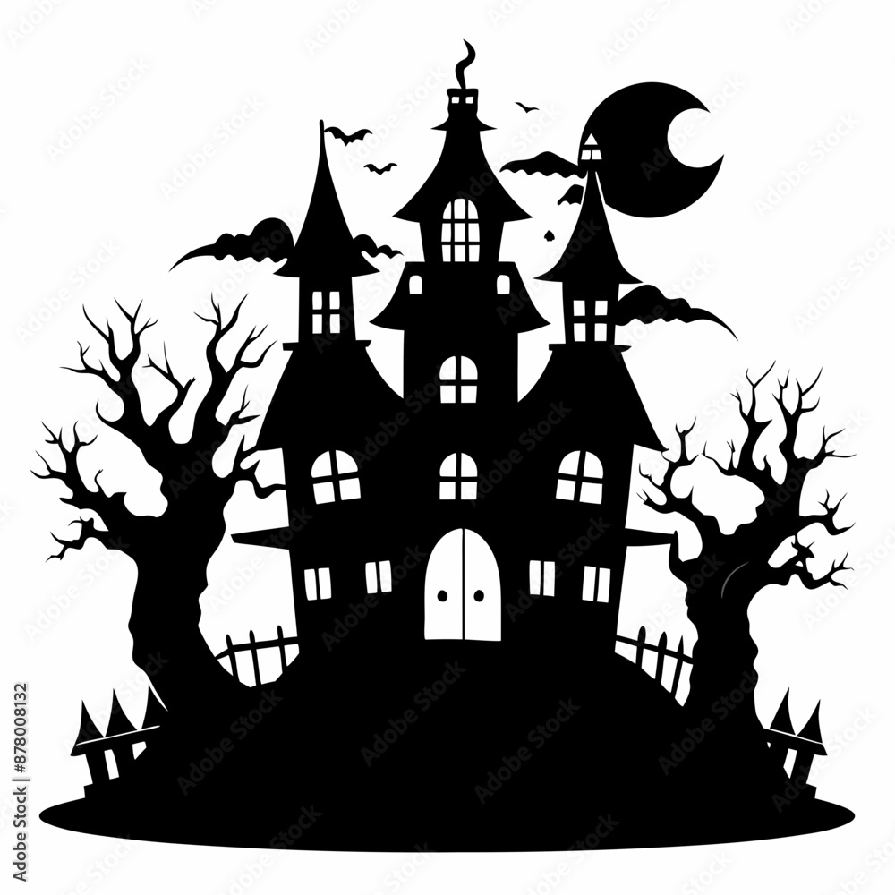 haunted house vector illustration, halloween haunted house isolated on white, haunted house on a hill, house vector art haunted house vector illustration, halloween haunted house isolated on white, haunted house on a hill, house vector art