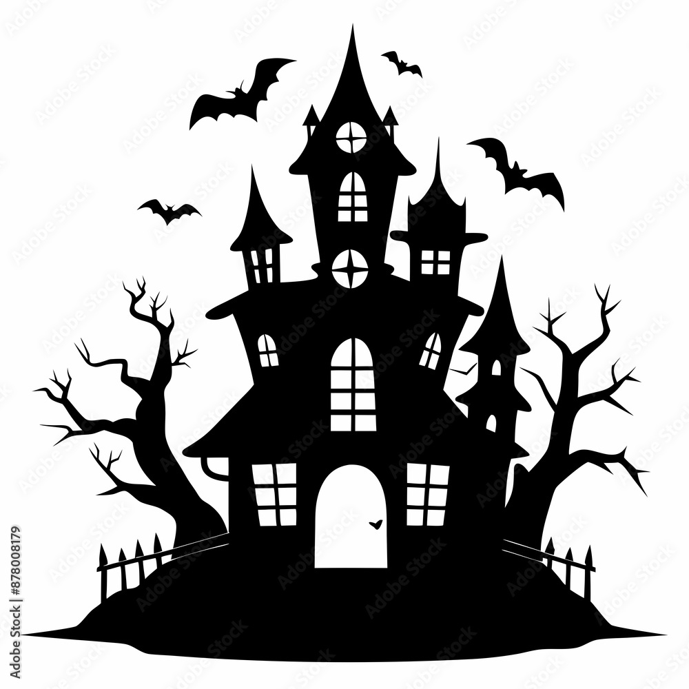 haunted house vector illustration, halloween haunted house isolated on white, haunted house on a hill, house vector art haunted house vector illustration, halloween haunted house isolated on white, haunted house on a hill, house vector art