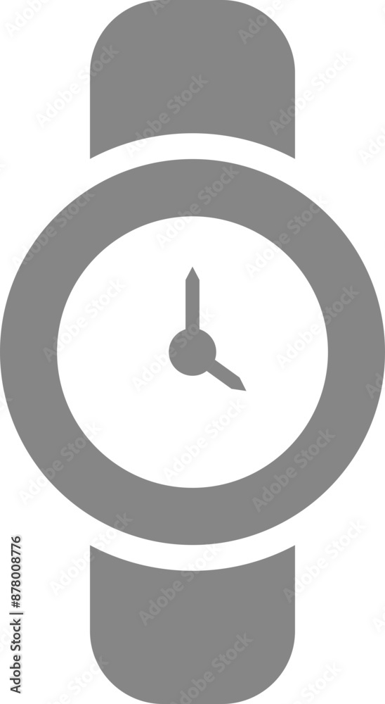 Wrist watch icon in grey and white color.