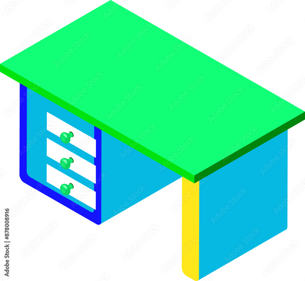 Colorful Drawer table element in 3d style. Colorful Drawer table element in 3d style.