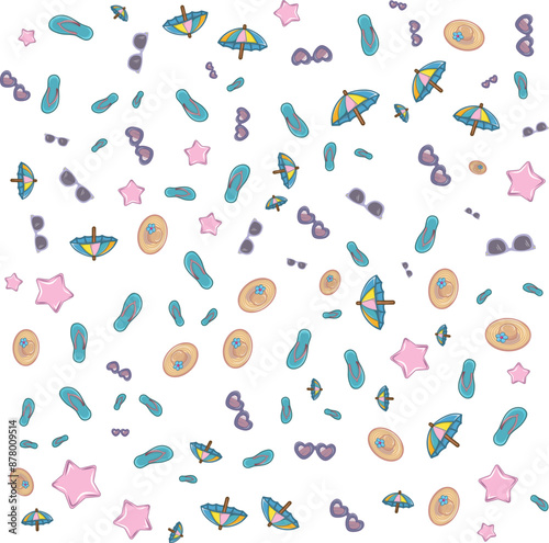 summer pattern with cameras, flowers, ice cream