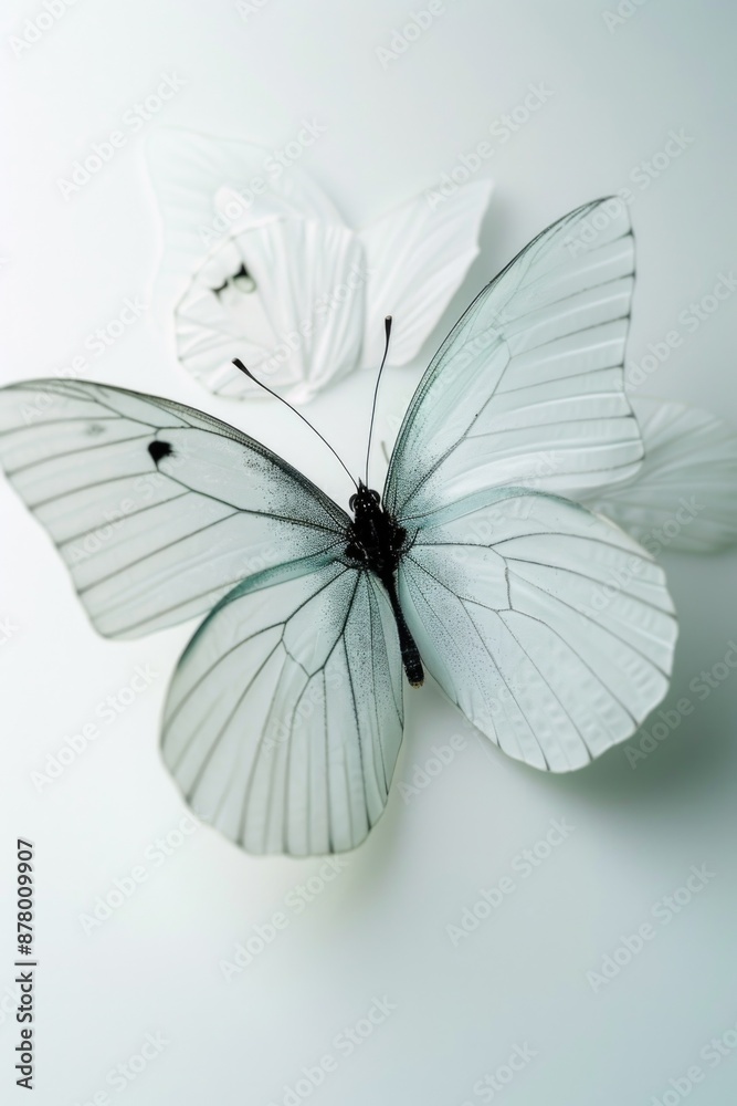 A close-up shot of a butterfly on a white surface A close-up shot of a butterfly on a white surface