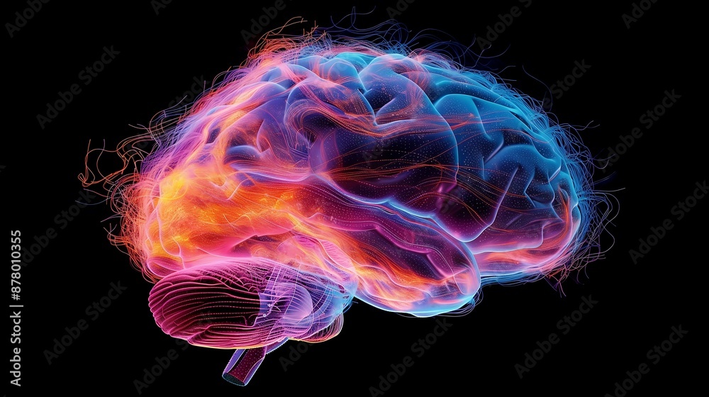 diagram of a human brain showcasing neural pathways