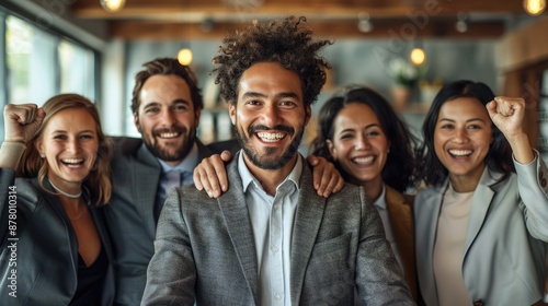 A group of diverse business professionals celebrating their success. AIG535 photo