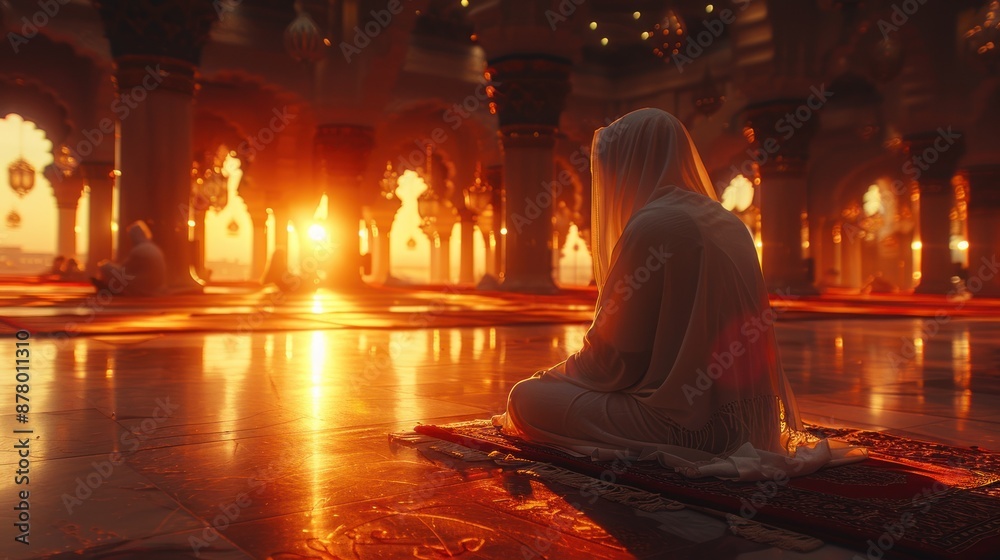 Sunset Prayer in a Mosque