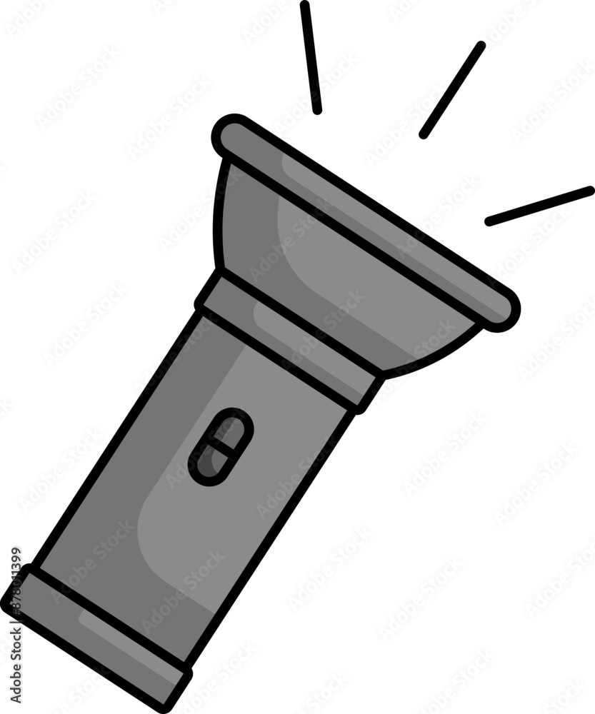 Flat Style Grey Handheld Torch Light Icon. Flat Style Grey Handheld Torch Light Icon.