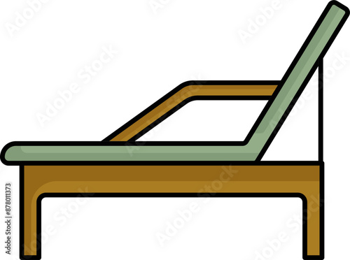 Flat Style Folding Bed Icon in Green Color.
