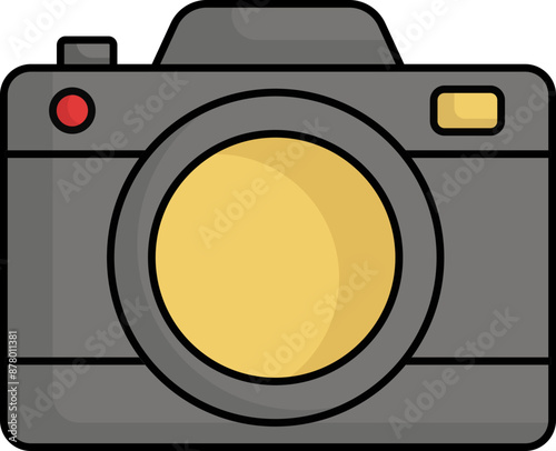 Yellow and Grey Camera Icon in Flat Style.