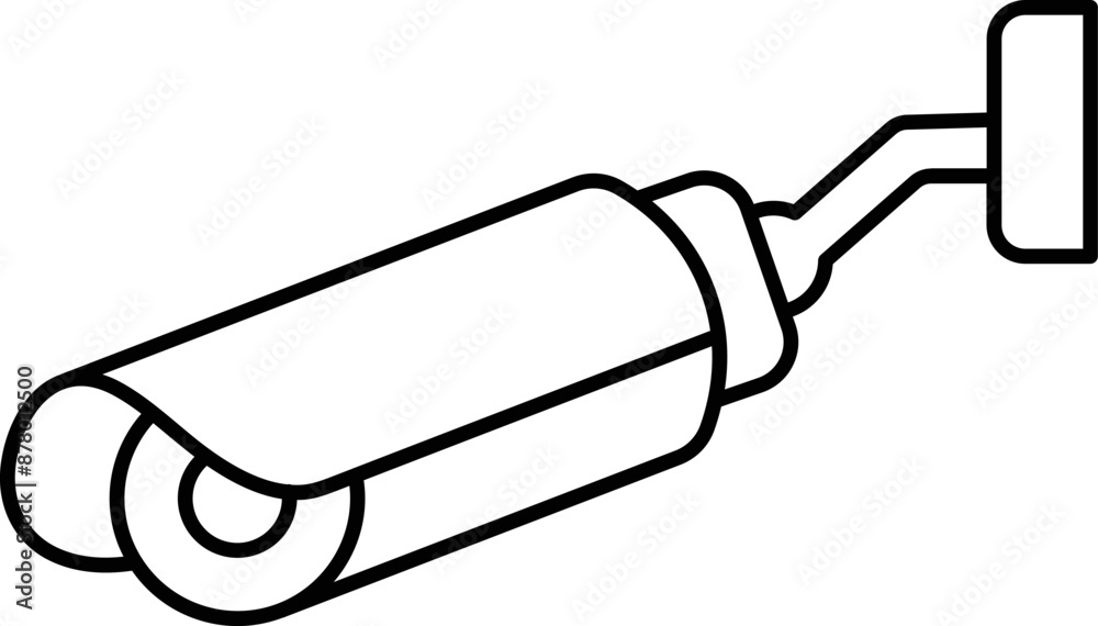Thin Line Art CCTV Camera Icon. Thin Line Art CCTV Camera Icon.
