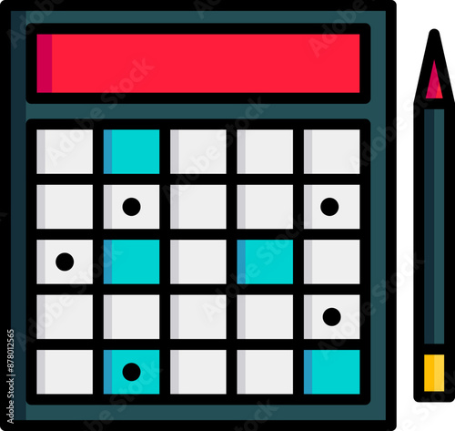 Colorful Bingo game card with pen icon.