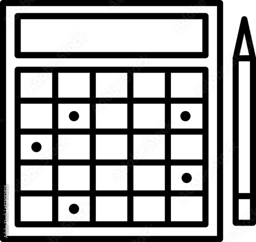 Bingo game card with pen icon in Black Stroke.