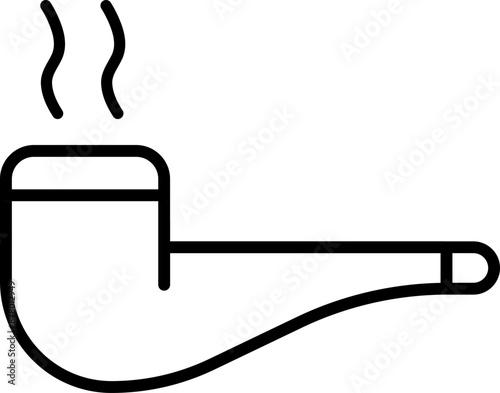 Hot Smoking Pipe Icon or symbol in Line art.