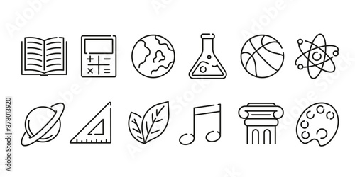 School icon. School subject icon.