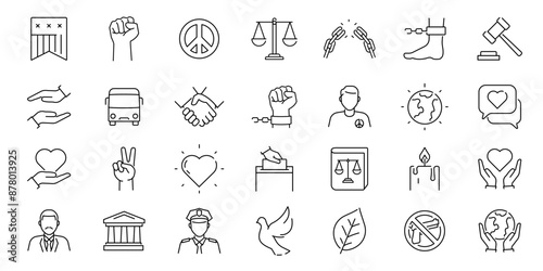 Peace icon set. Peace line icons.