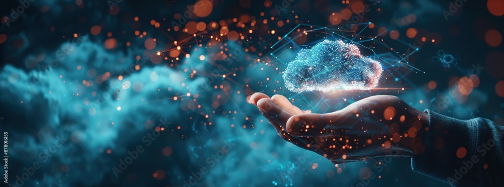 Fototapeta premium Digital Cloud Technology in a Hand