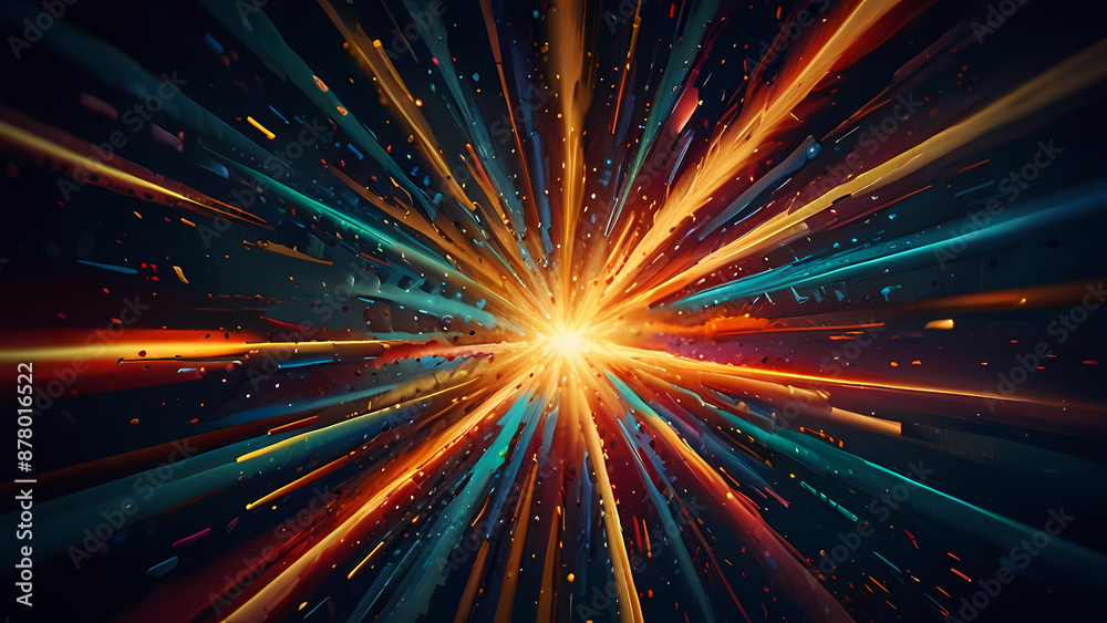 Obraz premium abstract explosion scene where colors burst forth like fireworks, blending seamlessly into each other to create a chaotic yet harmonious visual effect