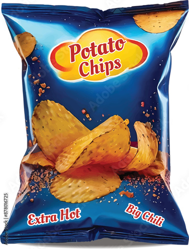 a bag of potato chips that is blue and yellow