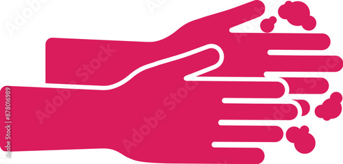 Washing hand icon or symbol in pink color.