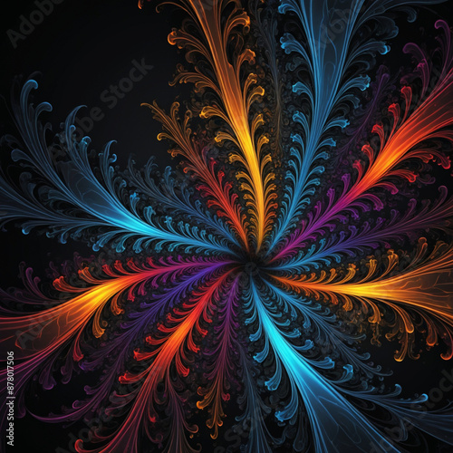 3D rendering abstract multicolor fractal background 